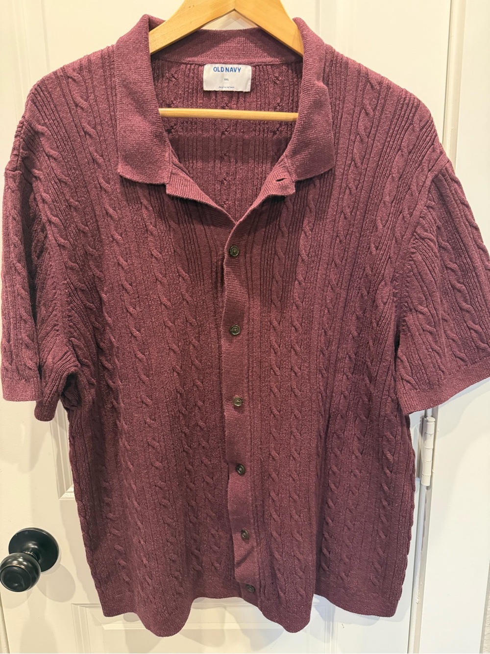 Old Navy Men's Cable Knit Button-Down Shirt - Plum